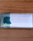 大谷焼 長角皿（水色×白）